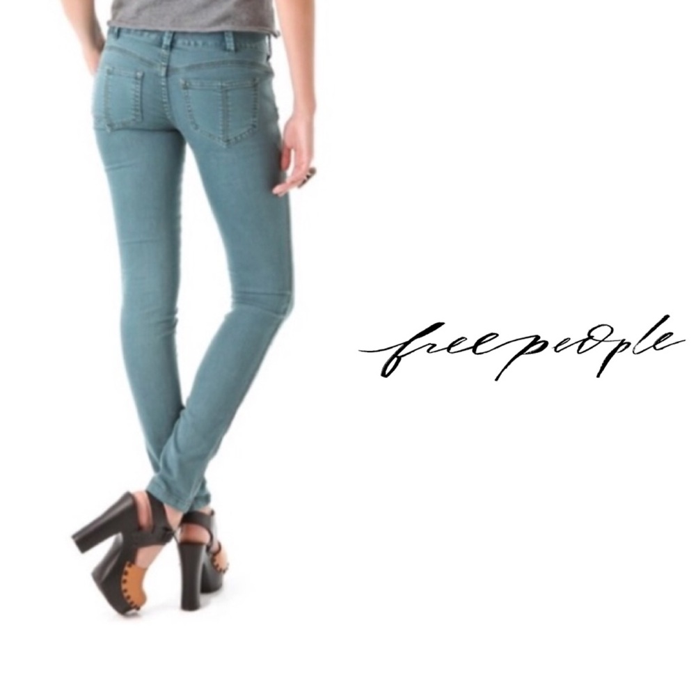 Free People Blue Green Skinny Jeans MINT Size 25